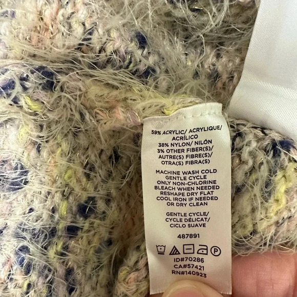 Lou & Grey women’s oversized multicolor eyelash pullover sweater. Soft! Size XS - Picture 4 of 6